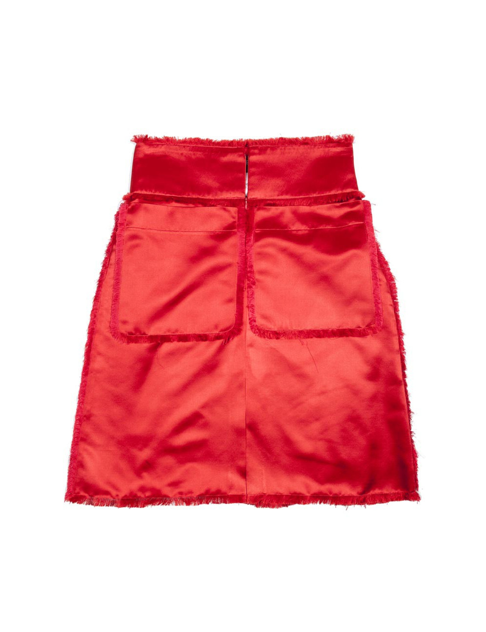 CHANEL T38 en red Duchess silk skirt