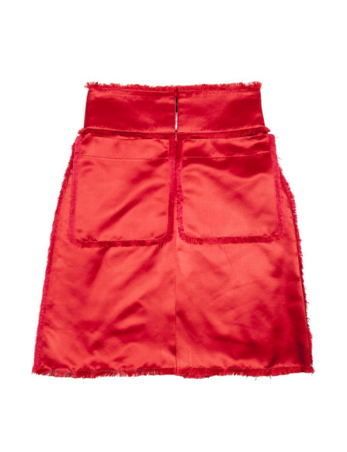 CHANEL T38 en red Duchess silk skirt