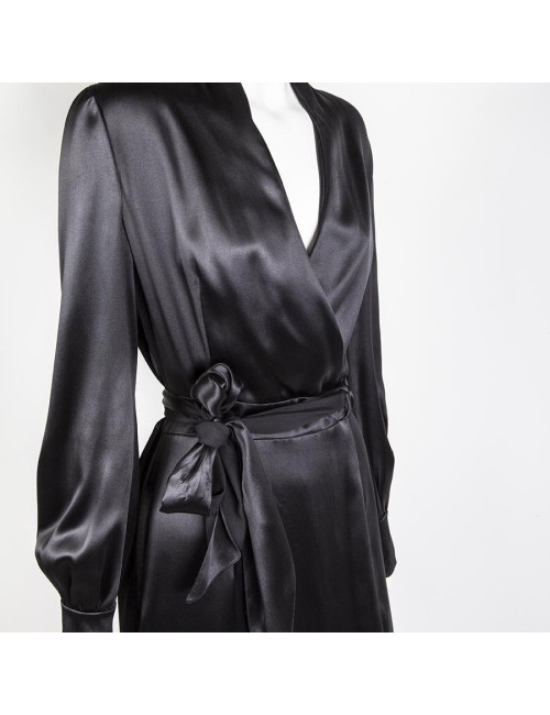 YVES SAINT LAURENT T 38 en black silk dress