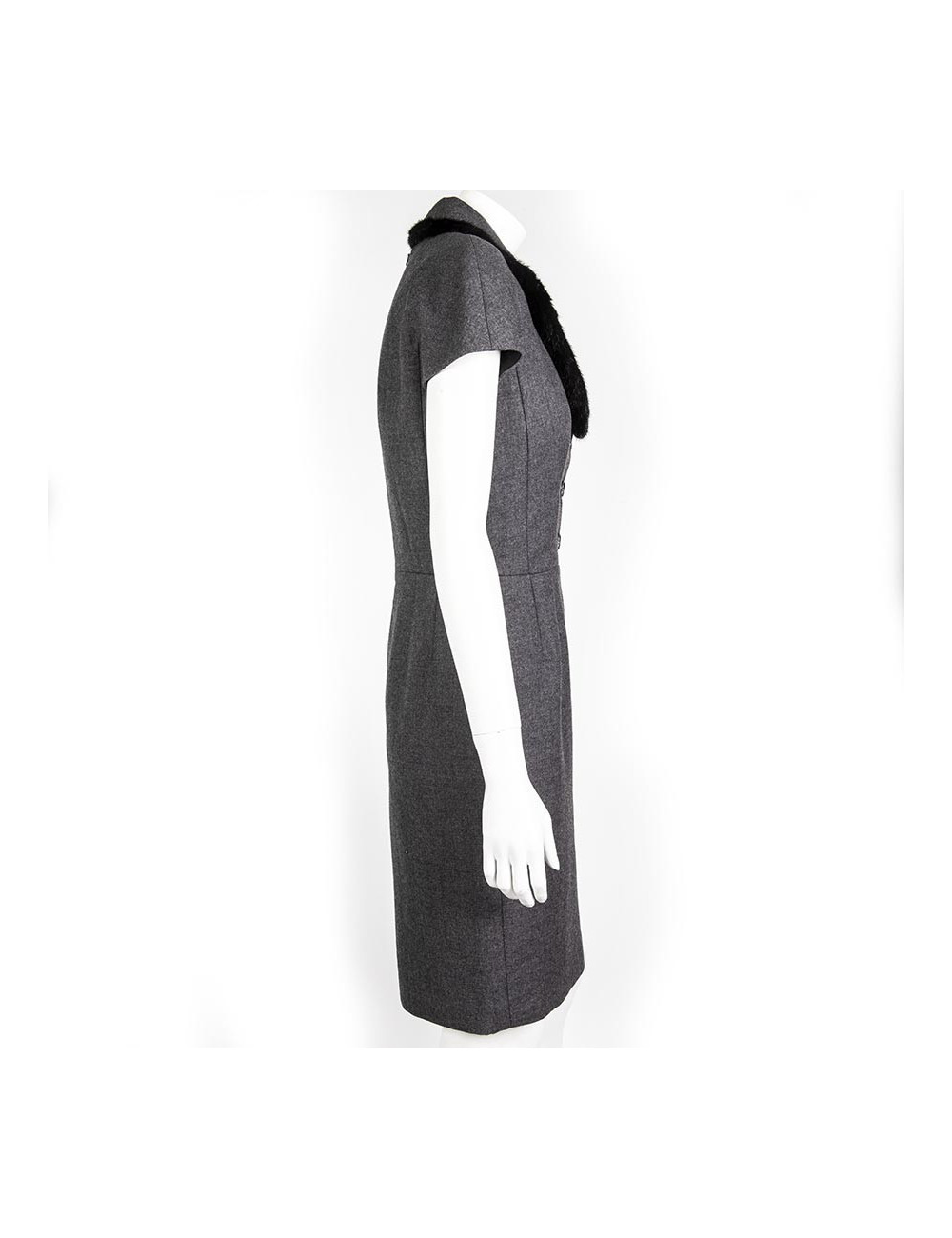  CHRISTIAN DIOR sheath dress in gray wool size 36EU