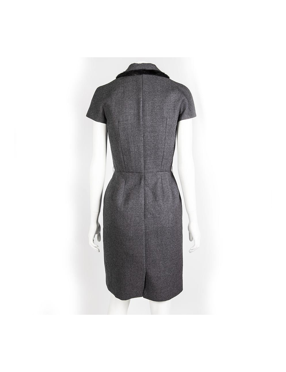  CHRISTIAN DIOR sheath dress in gray wool size 36EU