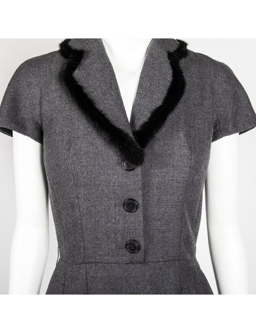  CHRISTIAN DIOR sheath dress in gray wool size 36EU