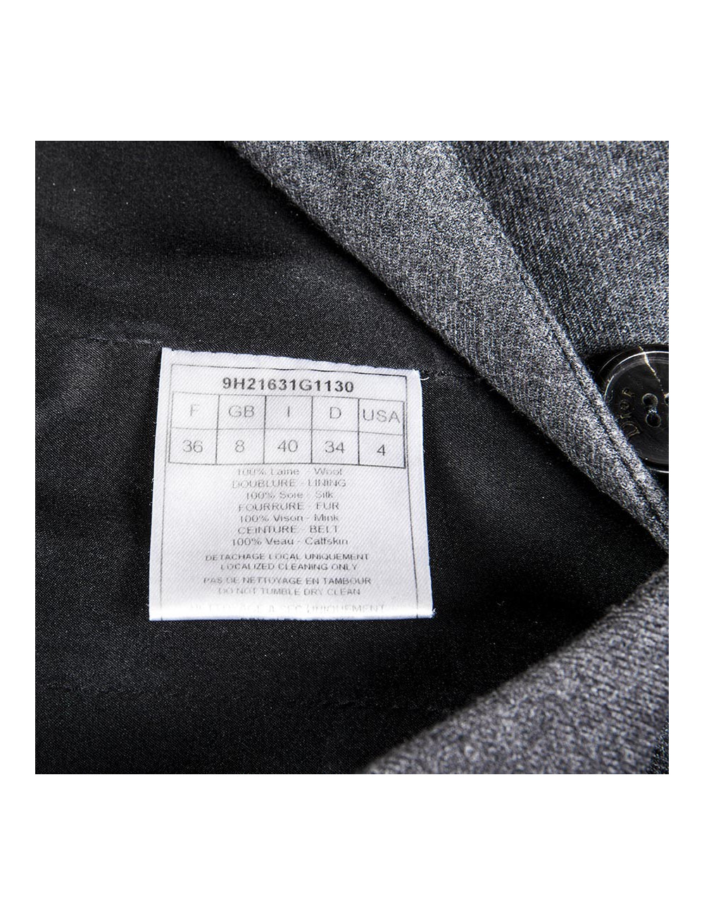  CHRISTIAN DIOR sheath dress in gray wool size 36EU