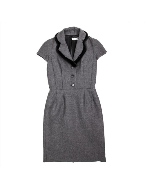  CHRISTIAN DIOR sheath dress in gray wool size 36EU