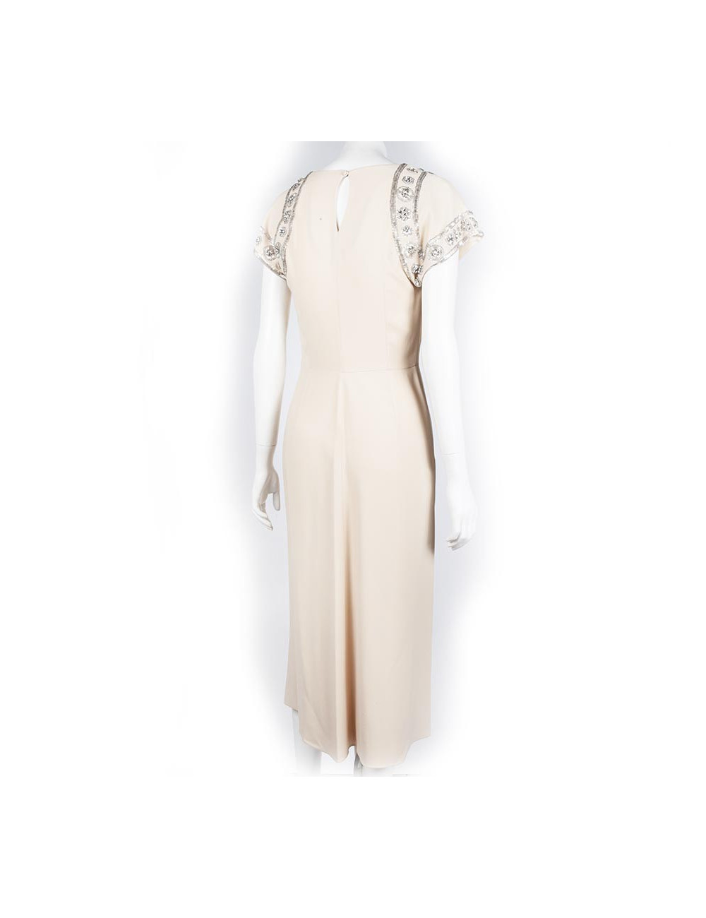 CHRISTIAN DIOR Cocktail Dress in Beige Silk Crepe Size 36FR