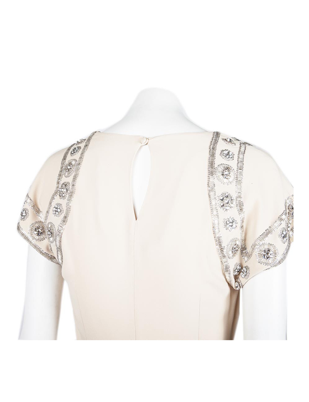 CHRISTIAN DIOR Cocktail Dress in Beige Silk Crepe Size 36FR