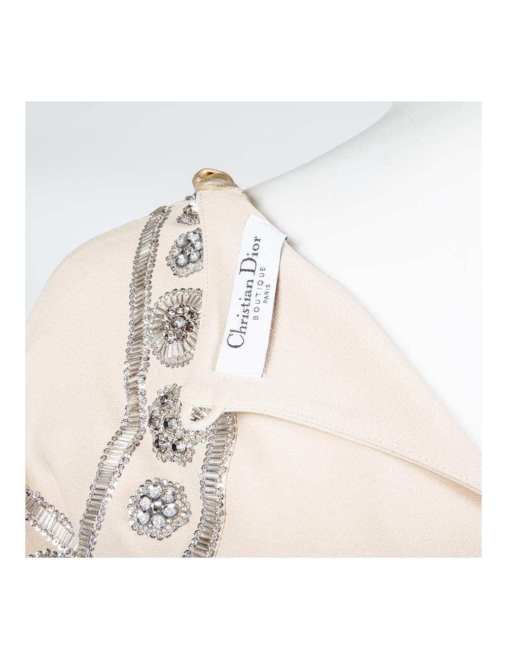 CHRISTIAN DIOR Cocktail Dress in Beige Silk Crepe Size 36FR