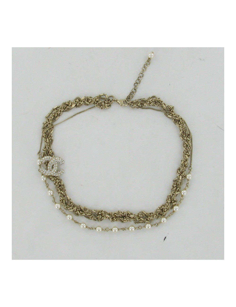 Collier CC strass et perles CHANEL