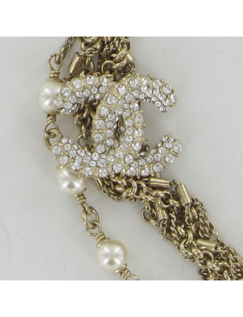 Collier CC strass et perles CHANEL