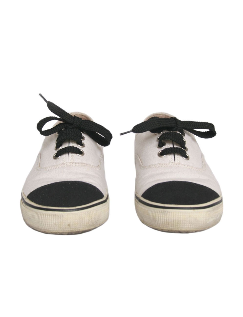 Tennis CHANEL t 37 toile blanc et noir