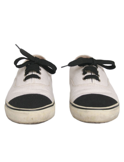 Tennis CHANEL t 37 toile blanc et noir