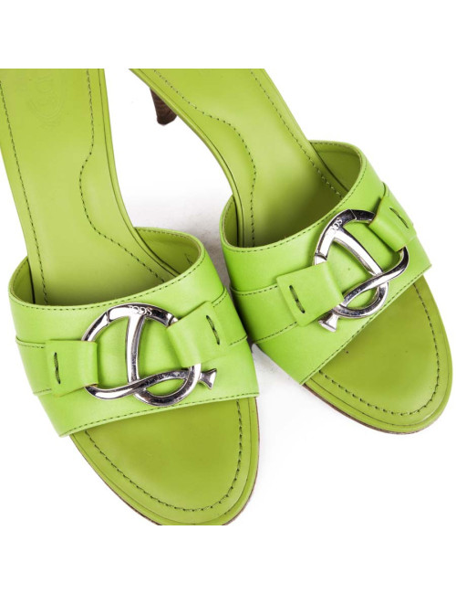 Sandales TOD'S T39 cuir vert pomme