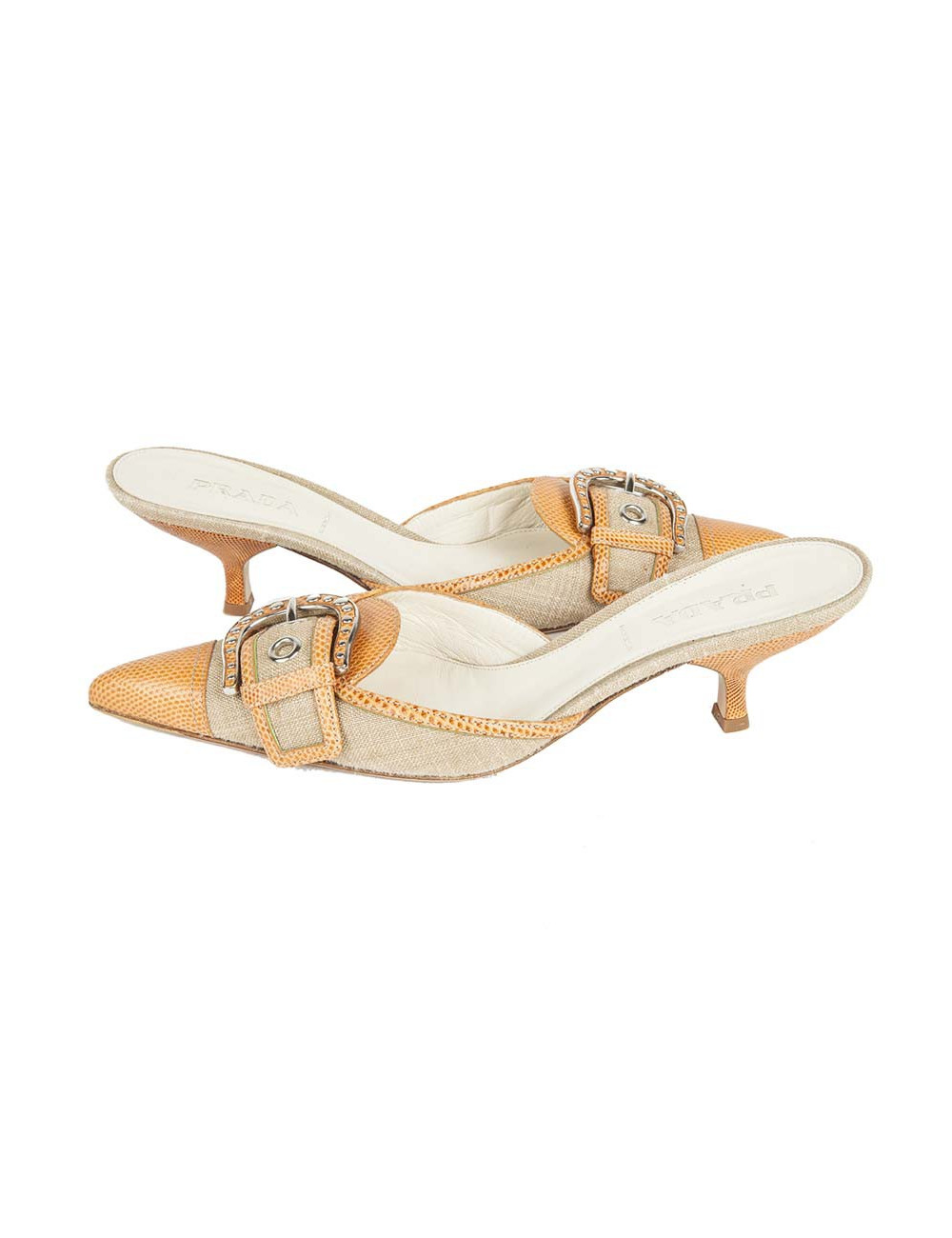 Mules PRADA 39.5 T canvas and snake