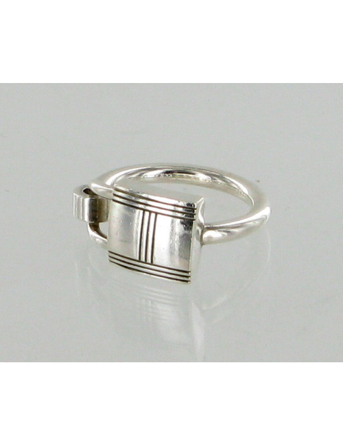 Bague argent massif cadenas HERMES