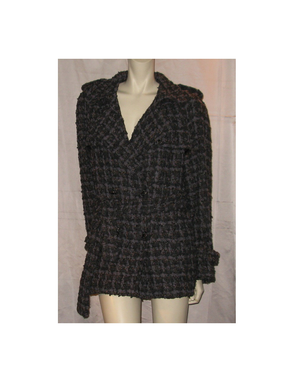 Caban en tweed gris T40 CHANEL
