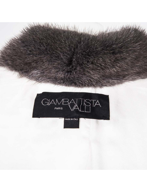 Veste GIAMBATTISTA VALLI T44it blanche col vison gris