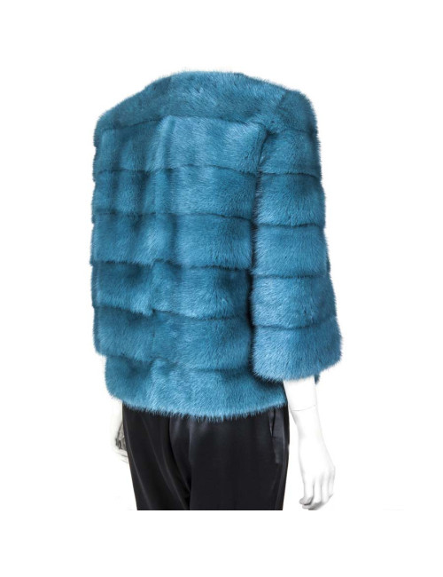 SIMONETTA RAVIZZA blue mink jacket size 42IT/38FR