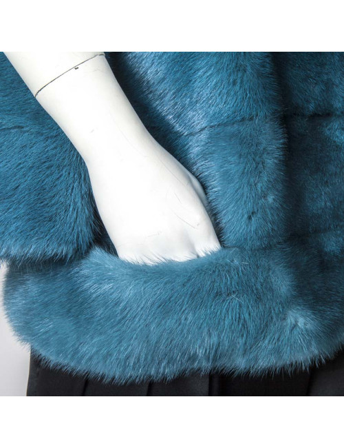 SIMONETTA RAVIZZA blue mink jacket size 42IT/38FR