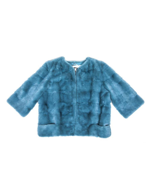 SIMONETTA RAVIZZA blue mink jacket size 42IT/38FR