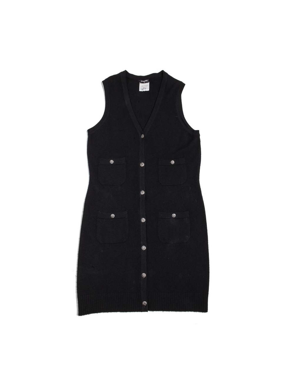Gilet long CHANEL  T 42 cachemire noir