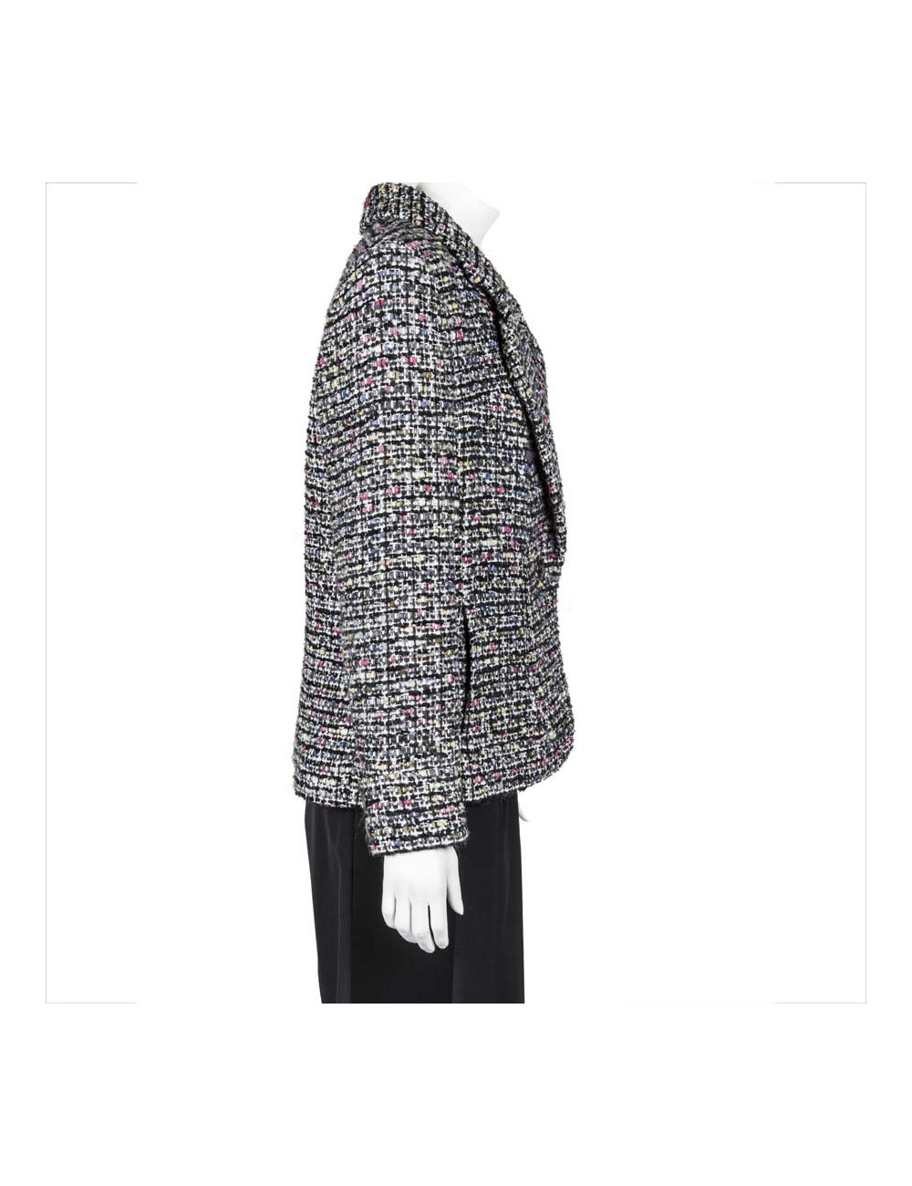 Veste CHANEL T 46 en tweed blanc gris et rose