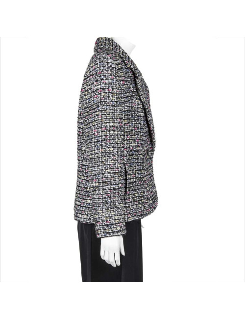 Veste CHANEL T 46 en tweed blanc gris et rose