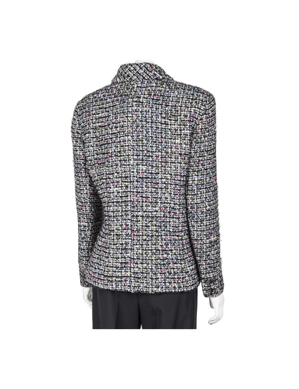 Veste CHANEL T 46 en tweed blanc gris et rose