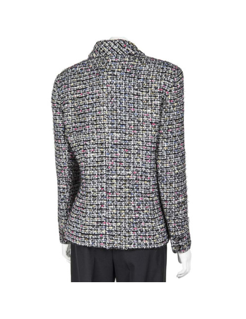 Veste CHANEL T 46 en tweed blanc gris et rose