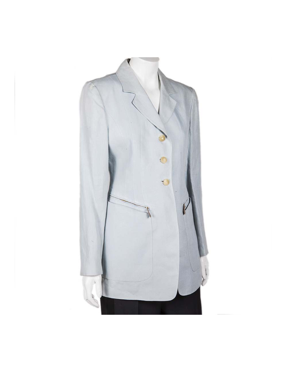 Veste HERMES T36 en lin bleu clair 