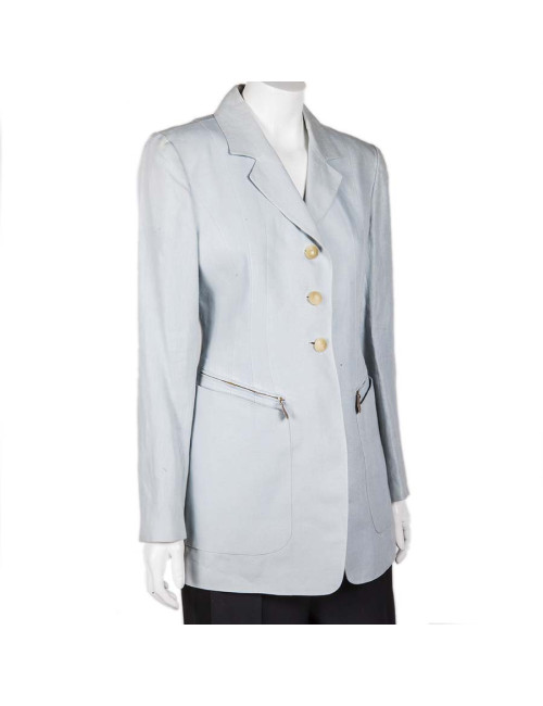 Veste HERMES T36 en lin bleu clair 