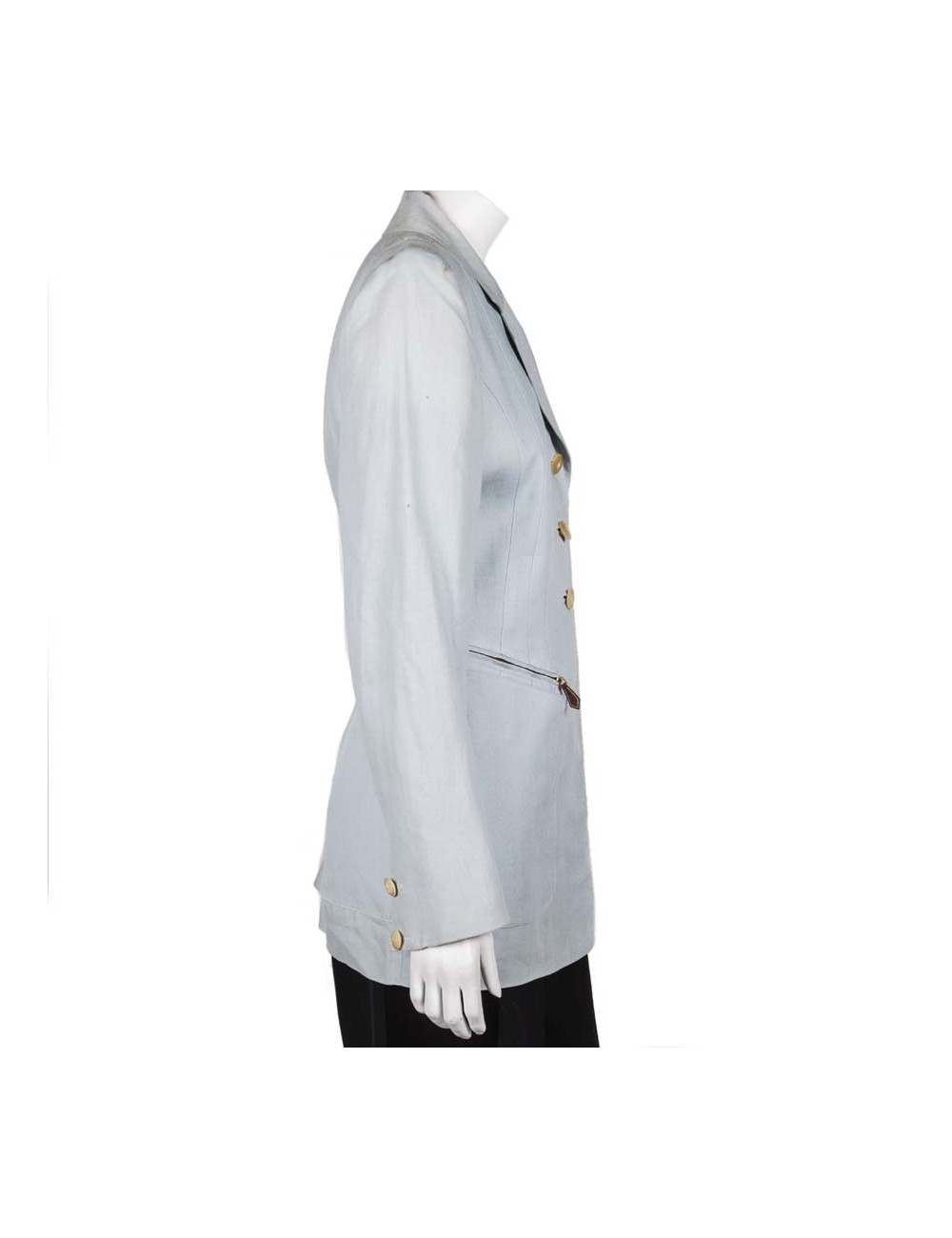 Veste HERMES T36 en lin bleu clair 