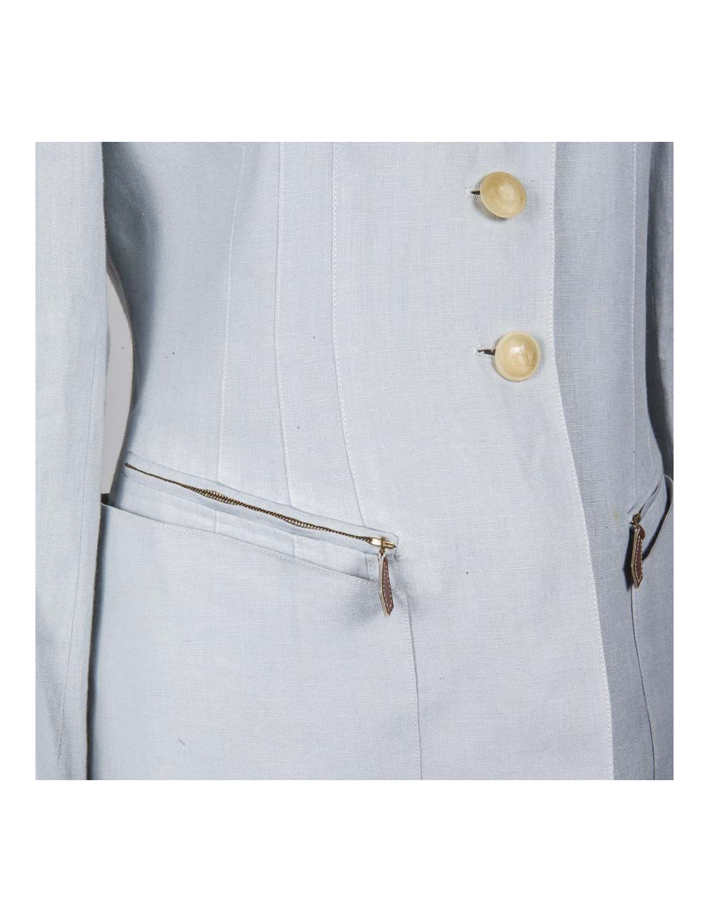 Veste HERMES T36 en lin bleu clair 
