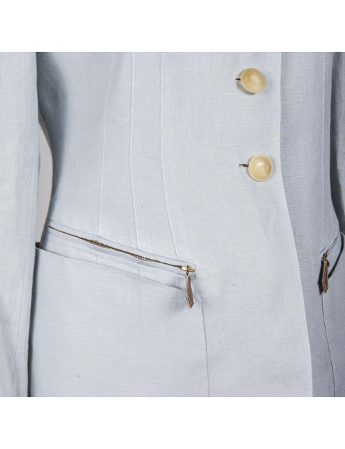 Veste HERMES T36 en lin bleu clair 