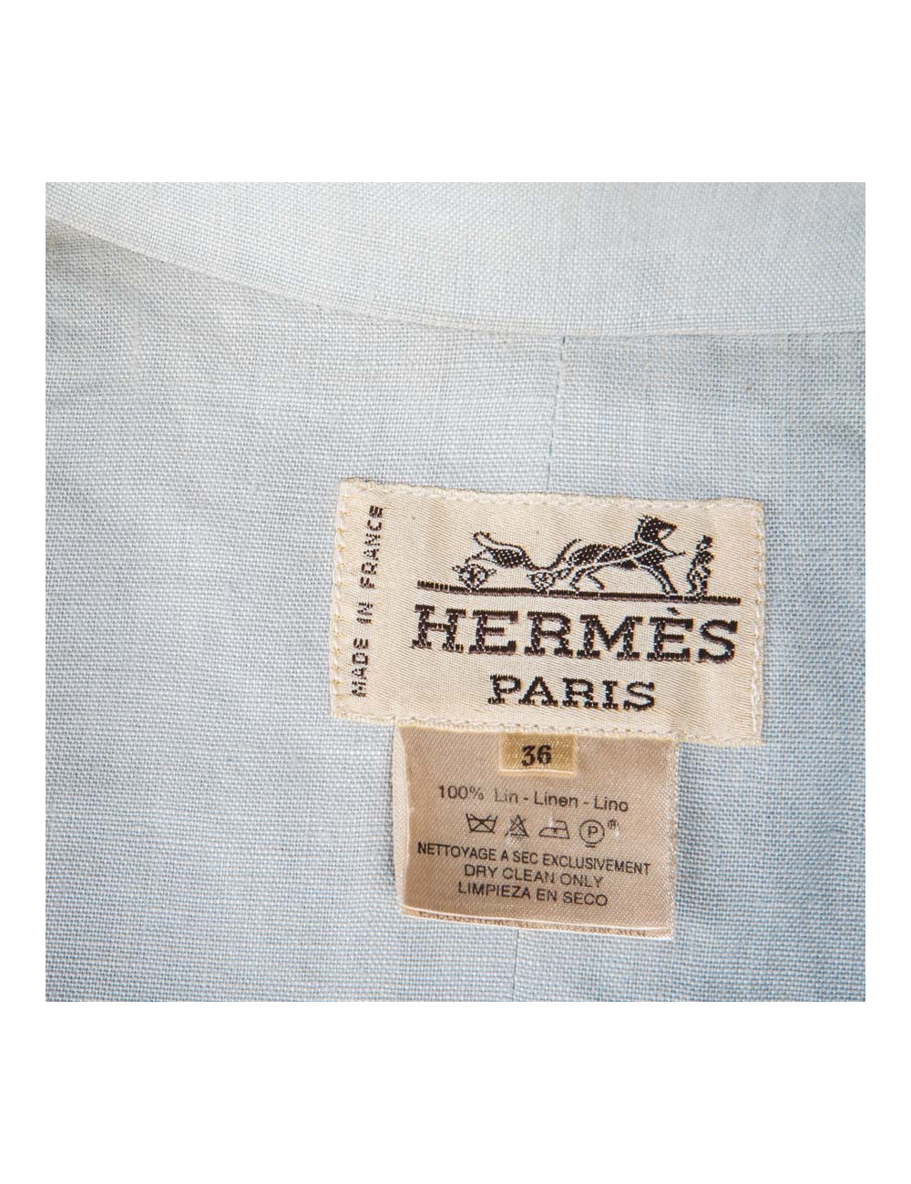 Veste HERMES T36 en lin bleu clair 
