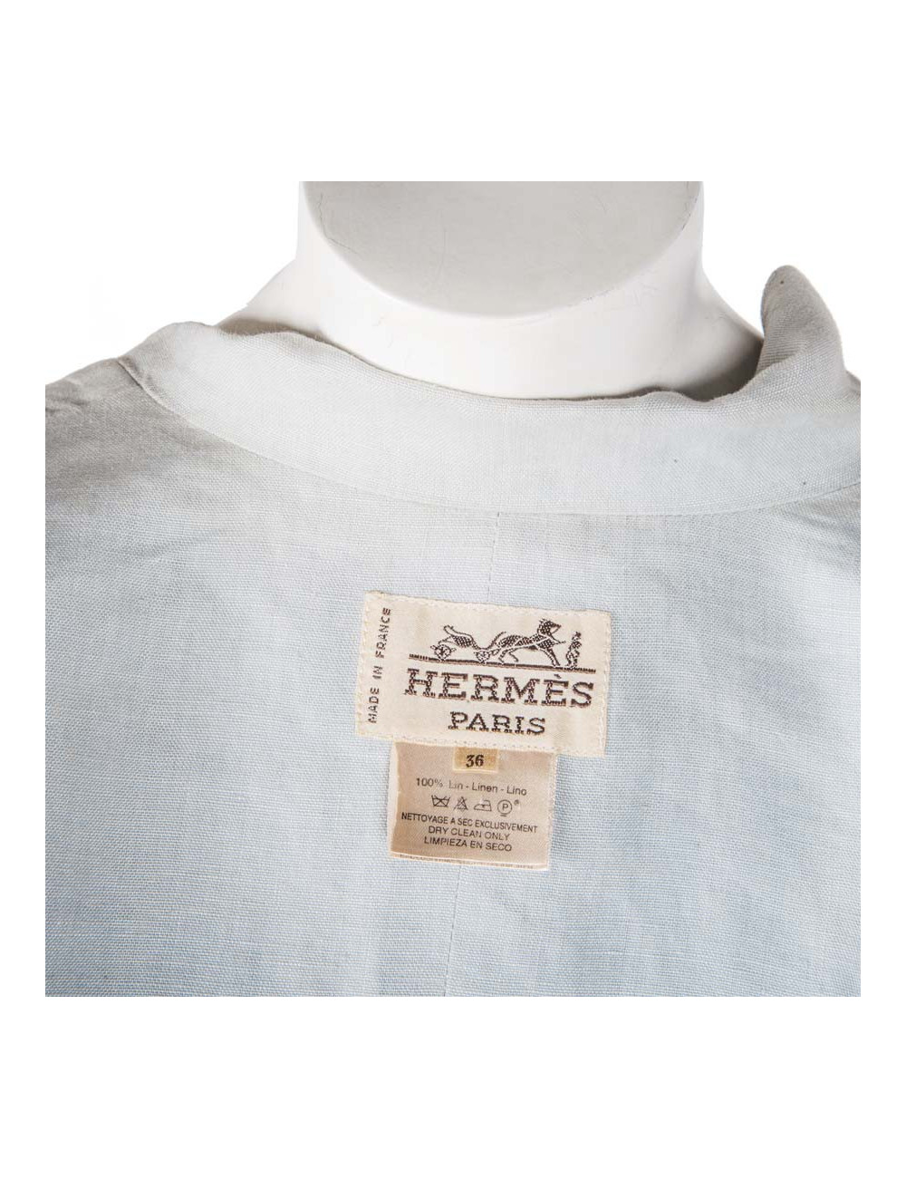 Veste HERMES T36 en lin bleu clair 