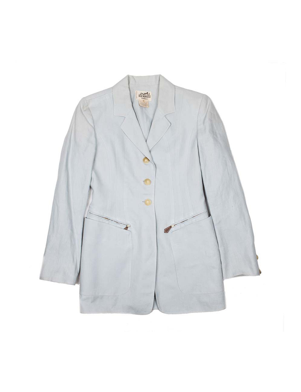 Veste HERMES T36 en lin bleu clair 