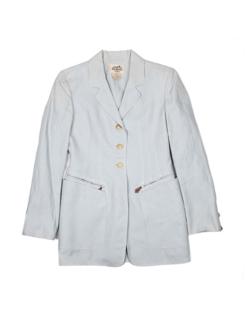 Veste HERMES T36 en lin bleu clair 