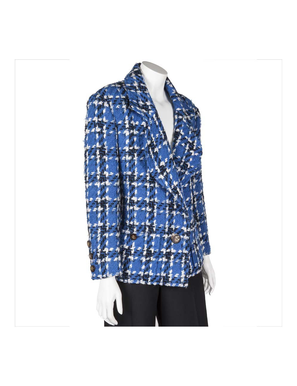 Veste CHANEL T38 FR tweed bleu  