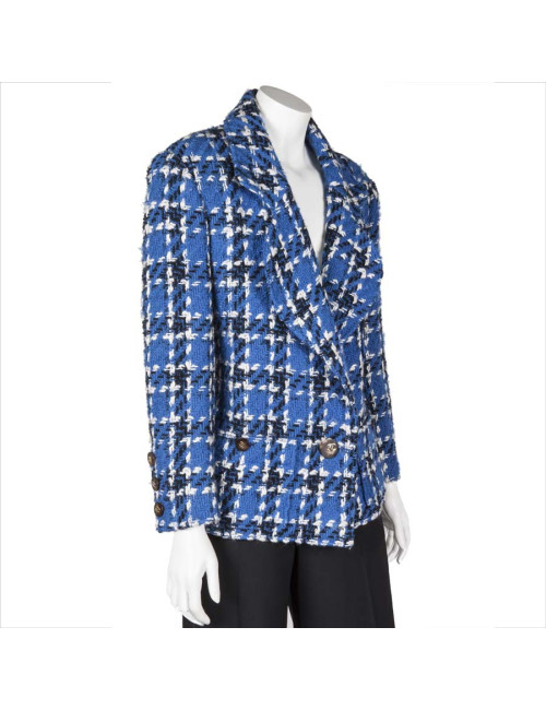 Veste CHANEL T38 tweed bleu