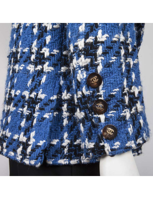 Veste CHANEL T38 tweed bleu