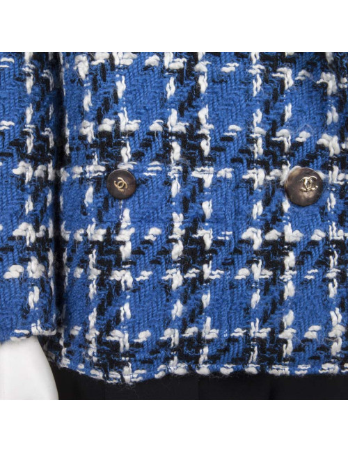 Veste CHANEL T38 tweed bleu