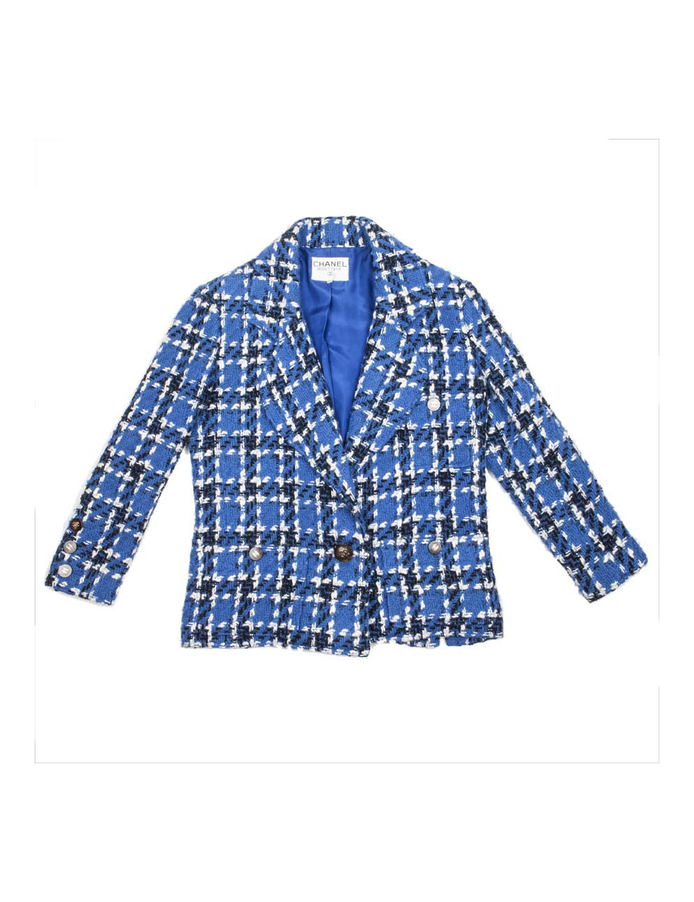 Veste CHANEL T38 tweed bleu