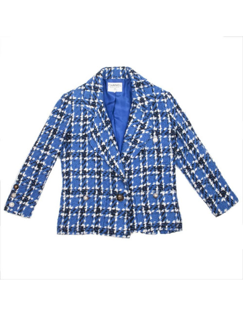 Veste CHANEL T38 FR tweed bleu  