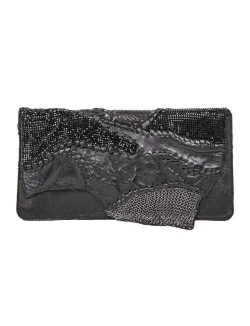 Pochette BALMAIN du soir patchwork en cuir noir