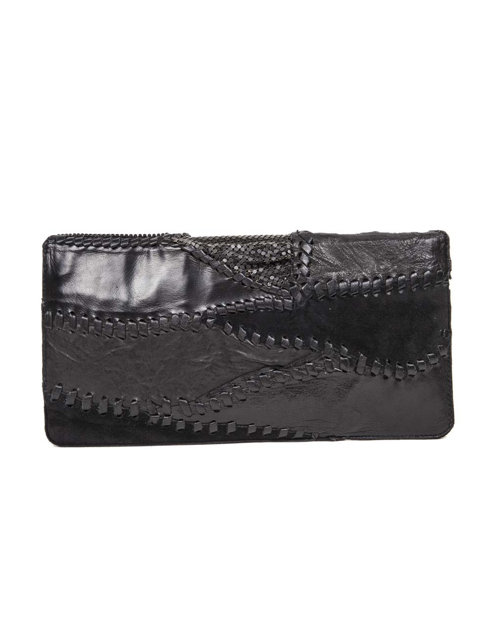 Pochette BALMAIN du soir patchwork en cuir noir
