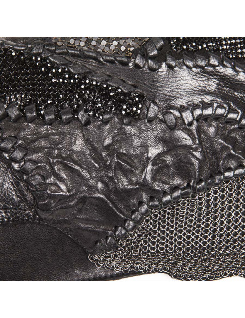 Pochette BALMAIN du soir patchwork en cuir noir