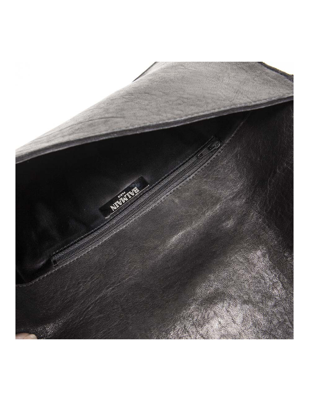 Pochette BALMAIN du soir patchwork en cuir noir