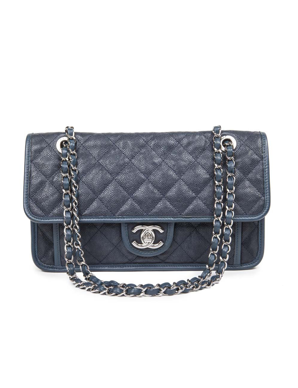 Sac CHANEL cuir grainé bleu