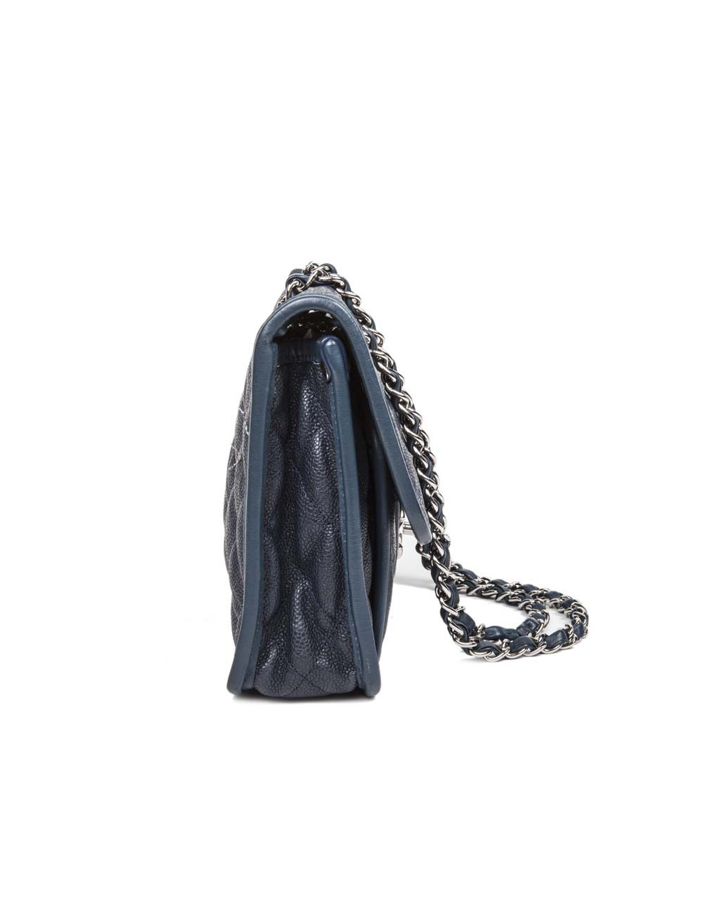 Blue grain quilted leather CHANEL bag