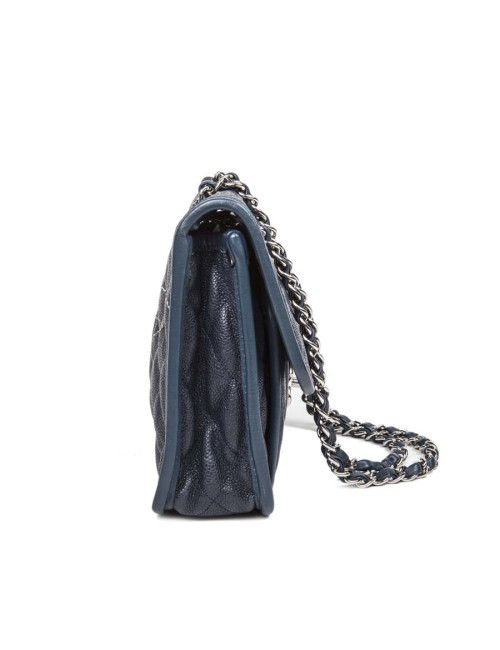 Blue grain quilted leather CHANEL bag